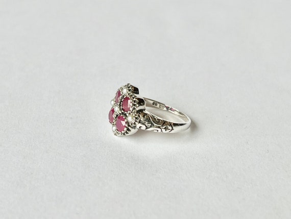 Ruby Pearl Ring // Solid Sterling Silver. Antique… - image 4