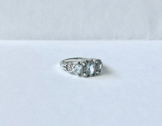 Triple Aquamarine Ring // Solid Sterling Silver. … - image 5
