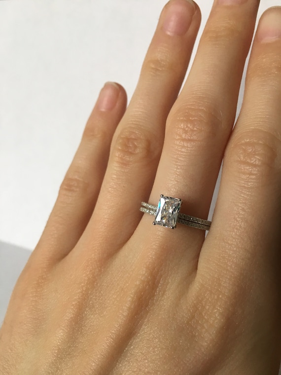 Radiant Cut Diamond Engagement Ring  // Solid Ster