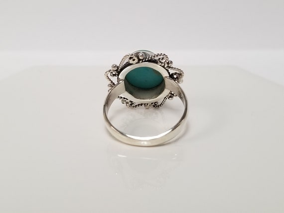 Large Turquoise Paste Ring // Solid Sterling Silv… - image 3