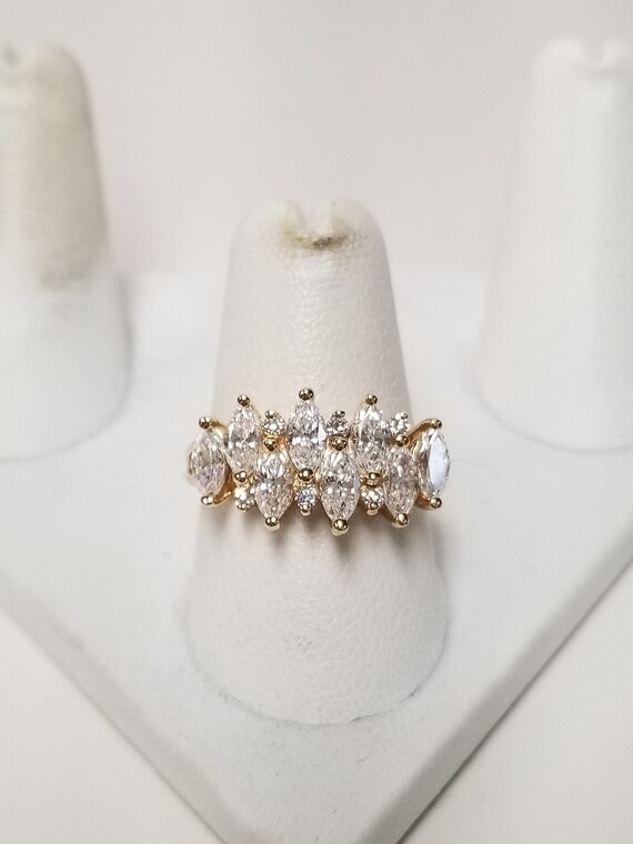 Antique Marquise Cluster Ring // Solid 14k Yellow… - image 7