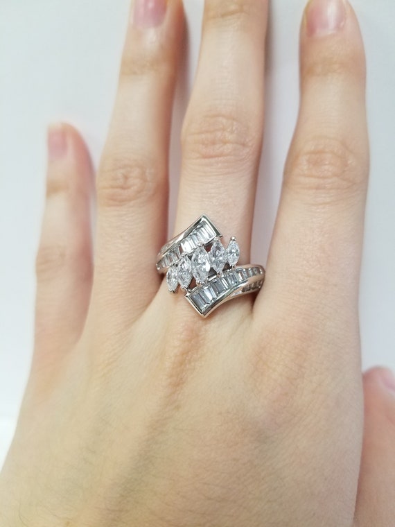 Antique Marquise Cluster Ring // Solid 925 Sterin… - image 2