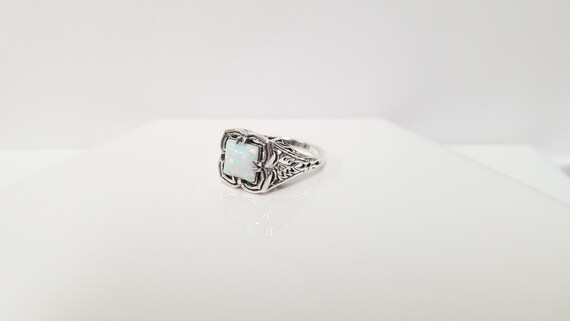 Antique Opal Ring // Solid Sterling Silver. Squar… - image 3