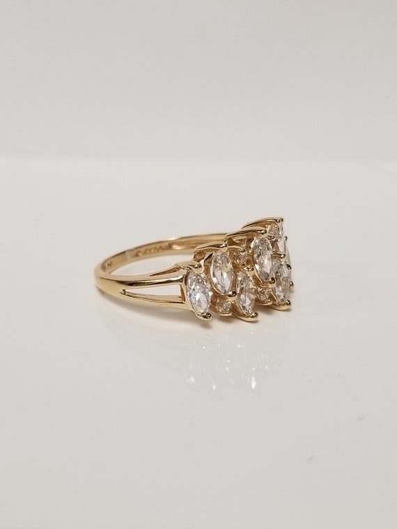 Antique Marquise Cluster Ring // Solid 14k Yellow… - image 3