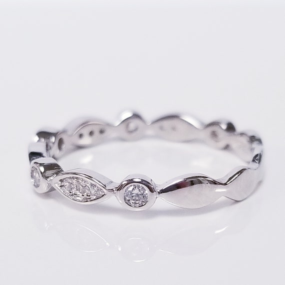 CZ Silver Stack Diamond Ring // Solid 925 Sterlin… - image 4