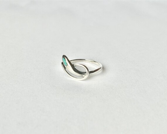 Turquoise Snake Ring // Solid Sterling Silver. Bo… - image 4