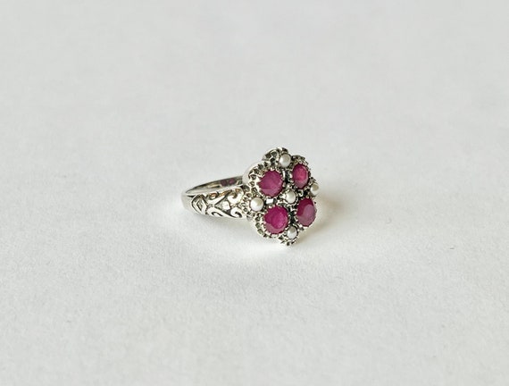 Ruby Pearl Ring // Solid Sterling Silver. Antique… - image 3