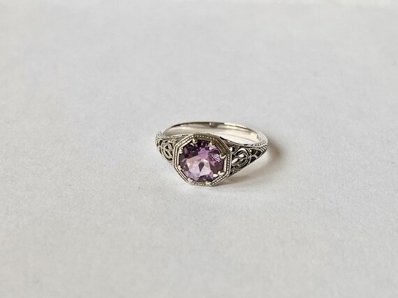 Vintage Estate Amethyst Ring // Solid Sterling Si… - image 2
