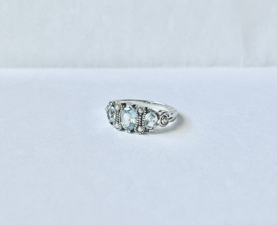 Triple Aquamarine Ring // Solid Sterling Silver. … - image 1
