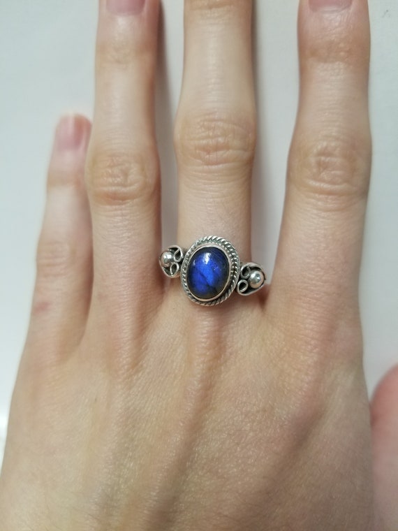 Cosmic Blue Moonstone Ring // Solid 925 Sterling … - image 2