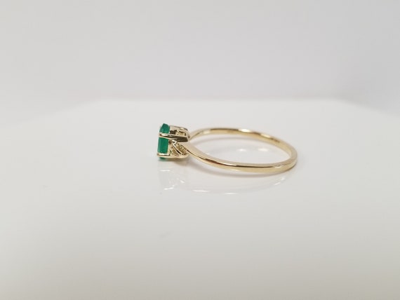 Simple Emerald Engagement Ring // Solid 10k yello… - image 5