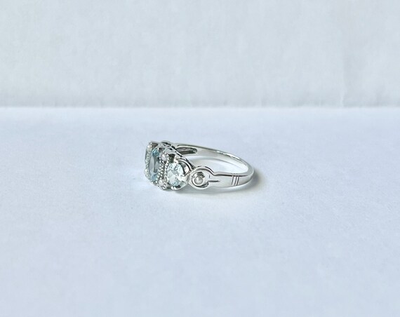 Triple Aquamarine Ring // Solid Sterling Silver. … - image 3