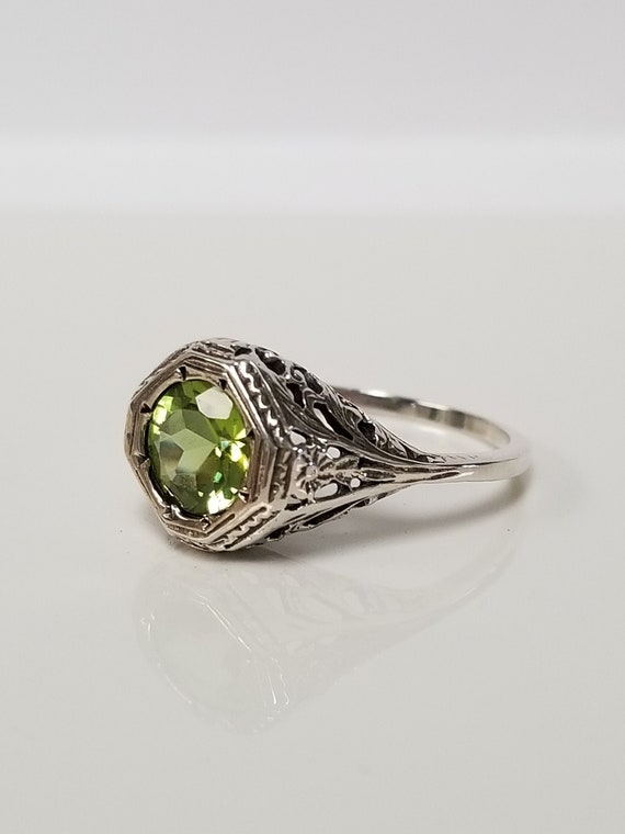 Antique Peridot Ring // Solid Sterling Silver. Re… - image 2