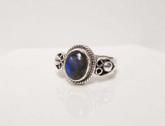 Cosmic Blue Moonstone Ring // Solid 925 Sterling … - image 5