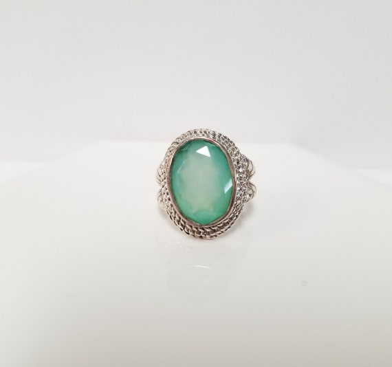 Aqua Chalcendony Ring // Solid Sterling Silver. S… - image 3