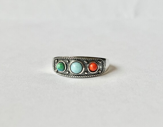 Southwestern Ring // Solid Sterling Silver. Coral… - image 3