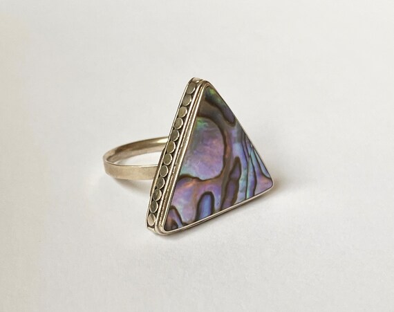 Unique Abalone Wave Ring // Solid 925 Sterling Si… - image 3