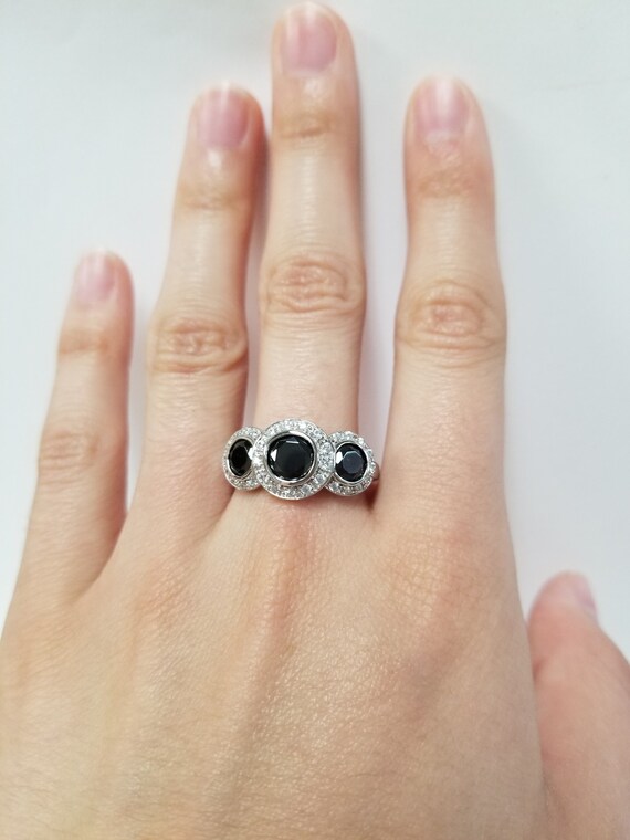 Antique Black Onyx And Cz Ring Solid Sterling Silv Gem Antique Black Onyx And Cz Ring Solid Sterling Silv Gem