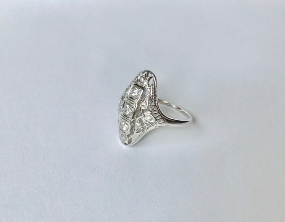 CZ Diamond Filigree Sterling Silver Ring // Solid… - image 3