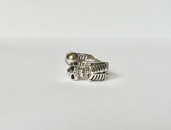 Double Skeleton Ring // Solid Sterling Silver. La… - image 1