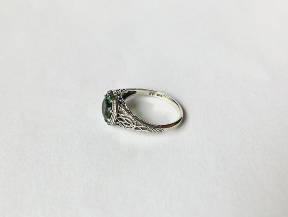 Vintage 1 ct Emerald Topaz Ring // Solid Sterling… - image 4