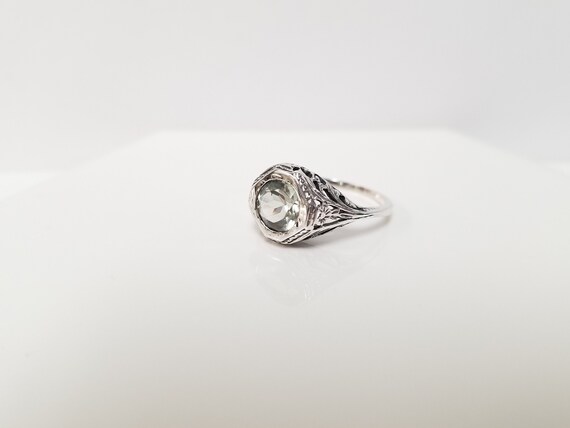 Antique Green Amethyst Ring // Solid Sterling Sil… - image 1