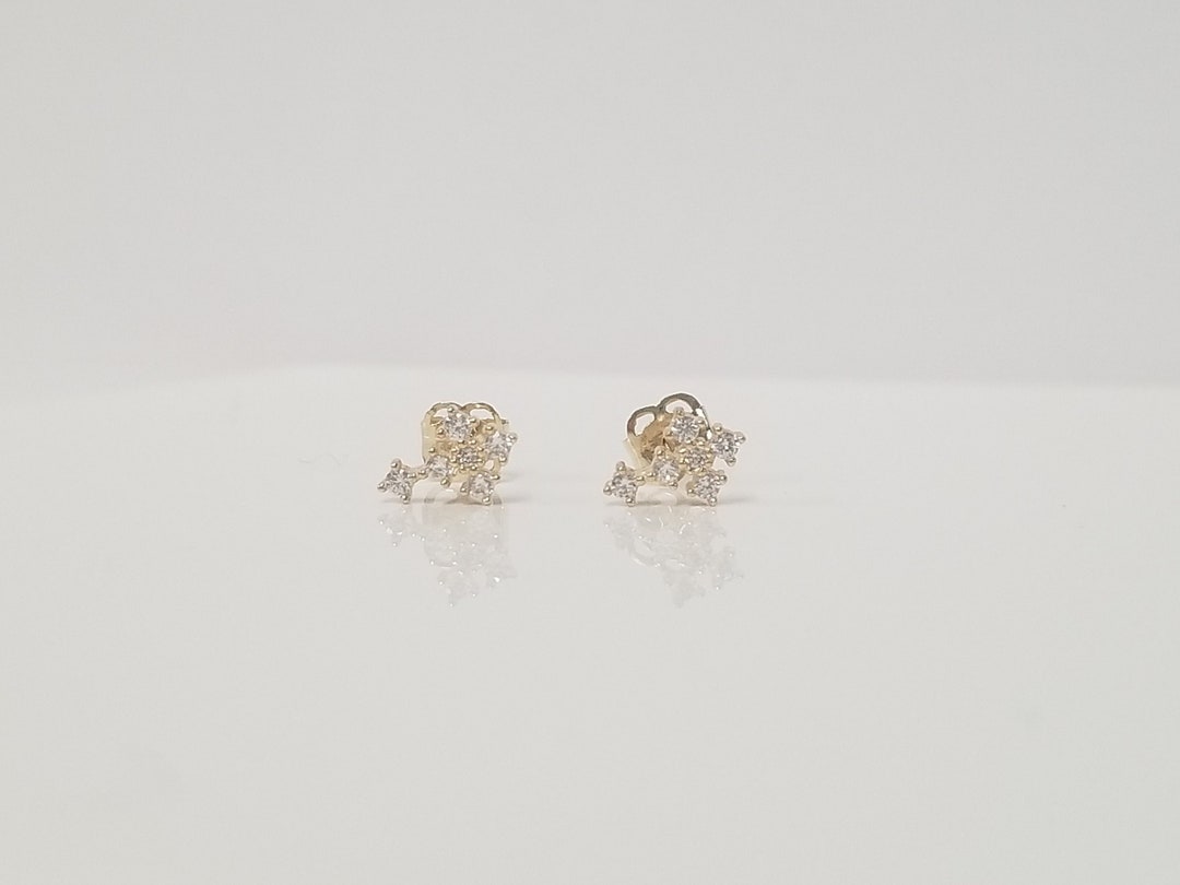 14k Diamond Cross Earrings // Solid Gold Studs. CZ Lab Created Diamond ...