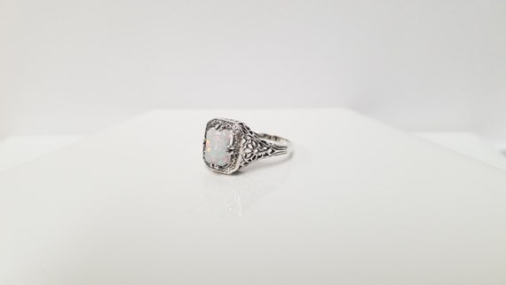 Antique Opal Ring // Solid Sterling Silver. Emera… - image 3