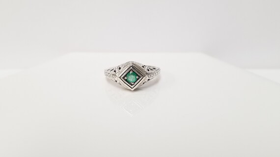 Vintage Emerald Ring // 925 Solid Sterling Silver… - image 7