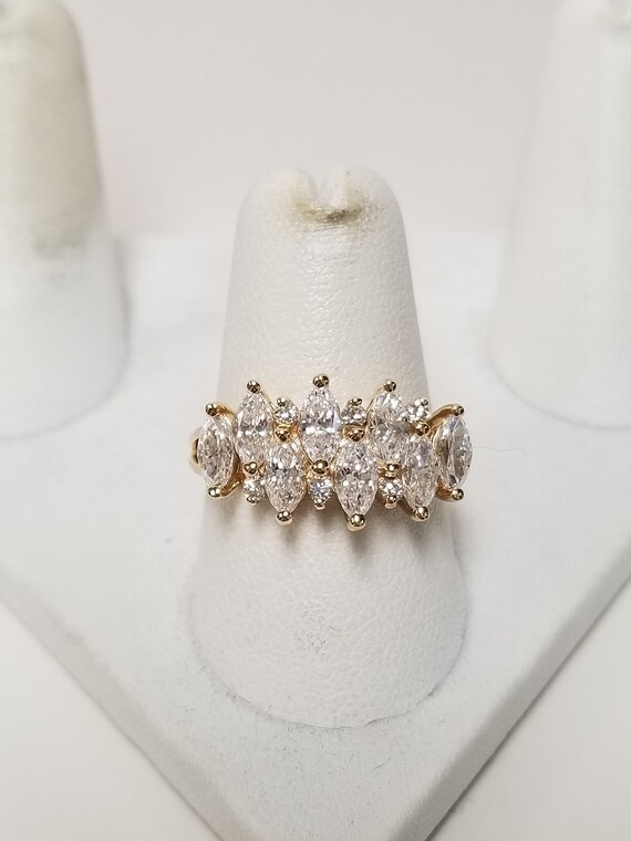 Antique Marquise Cluster Ring // Solid 14k Yellow… - image 4