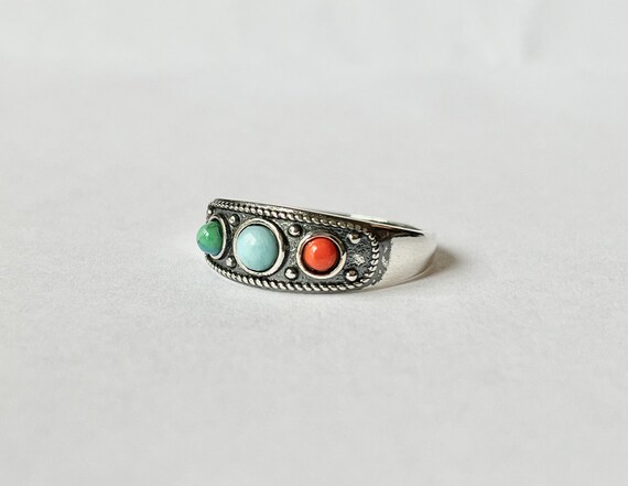 Southwestern Ring // Solid Sterling Silver. Coral… - image 4
