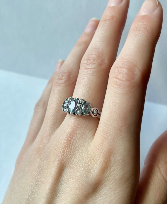 Triple Aquamarine Ring // Solid Sterling Silver. … - image 8