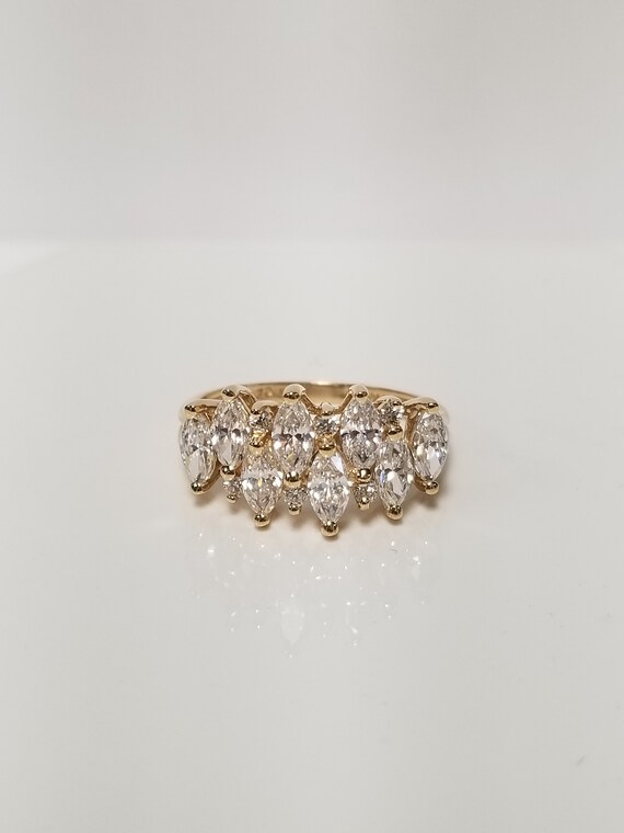 Antique Marquise Cluster Ring // Solid 14k Yellow… - image 2