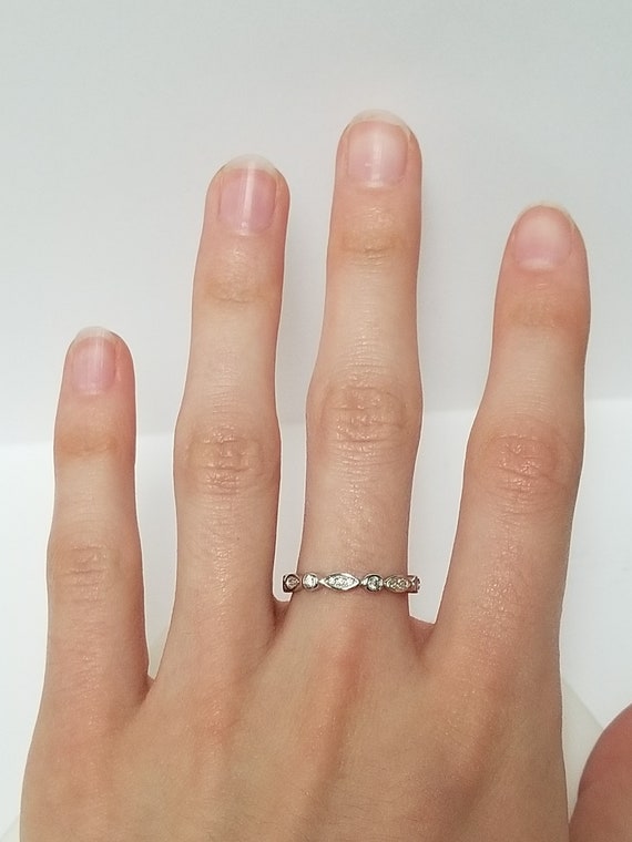 CZ Silver Stack Diamond Ring // Solid 925 Sterlin… - image 2