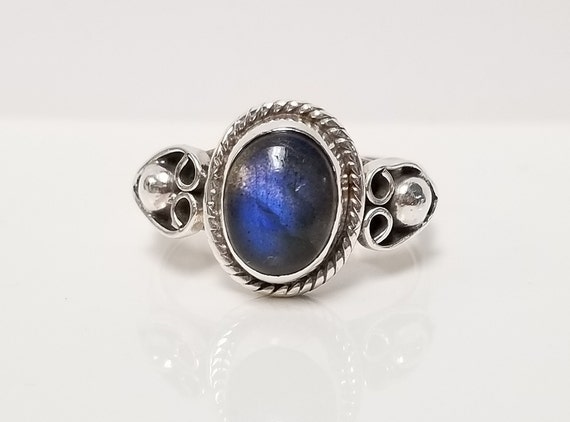 Cosmic Blue Moonstone Ring // Solid 925 Sterling … - image 1