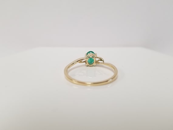 Simple Emerald Engagement Ring // Solid 10k yello… - image 6