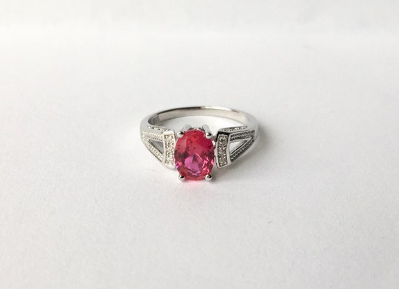 Ruby Engagement Ring // Solid Sterling Silver. La… - image 3