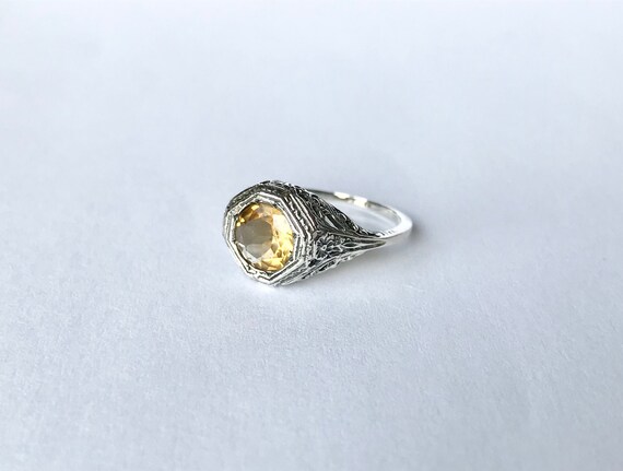 Antique Citrine Ring // Solid Sterling Silver. Re… - image 1