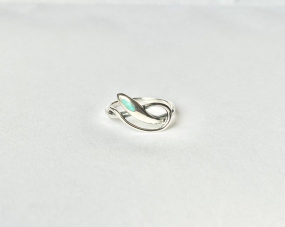 Turquoise Snake Ring // Solid Sterling Silver. Bo… - image 3