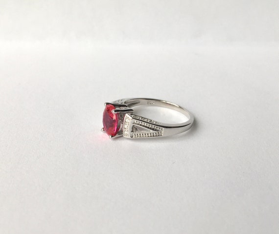 Antique Ruby &  Diamond CZ Ring // Solid Sterling… - image 4