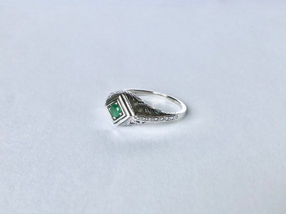 Vintage Emerald Ring // 925 Solid Sterling Silver… - image 3