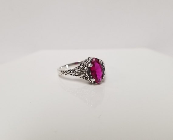 Marquise Ruby Engagement Ring // Solid Sterling S… - image 2