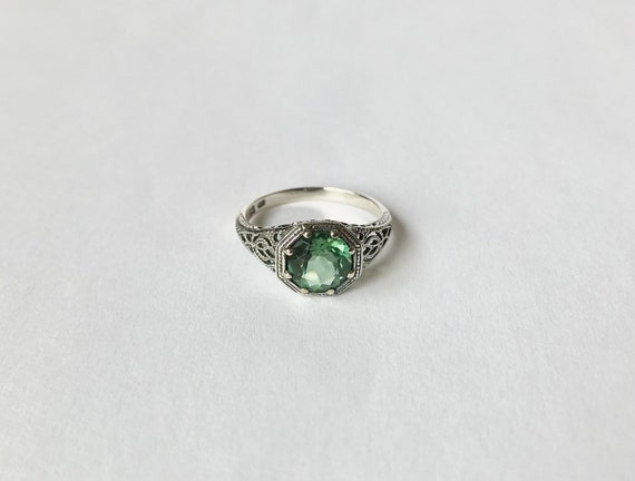 Vintage 1 ct Emerald Topaz Ring // Solid Sterling… - image 1