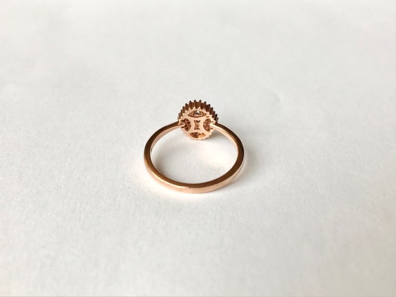 10k Diamond Halo Ring // Solid 10k Rose Gold, Nat… - image 7