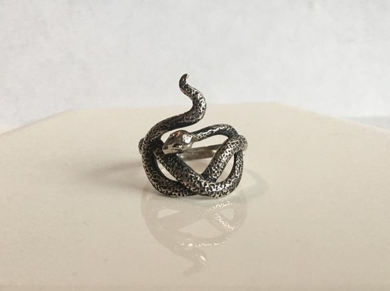 Patina Snake Ring // Solid Sterling Silver. Large… - image 2