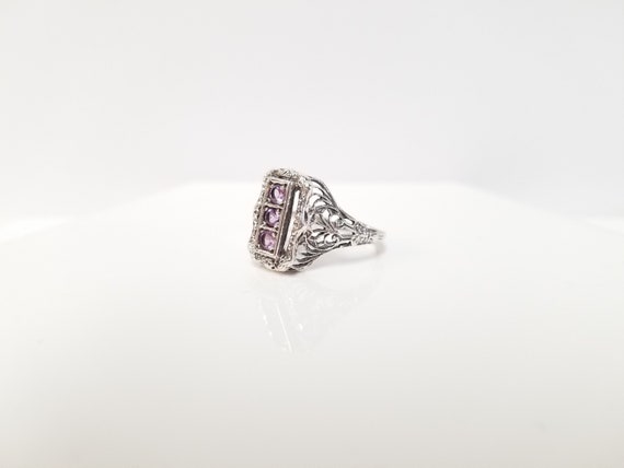Vintage Amethyst Ring // Solid Sterling Silver. E… - image 3