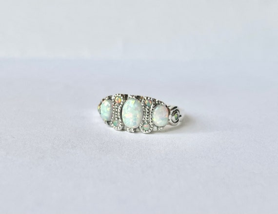 Vintage Opal Ring // Solid Sterling Silver. Estat… - image 5