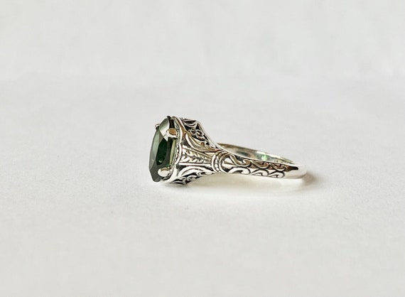 Vintage Maruiqse Emerald Ring // Solid Sterling S… - image 2