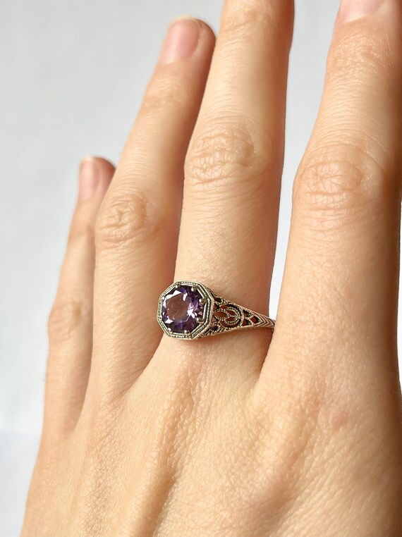 Vintage Estate Amethyst Ring // Solid Sterling Si… - image 3