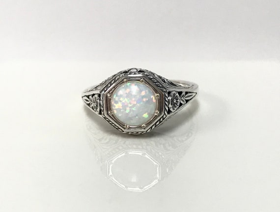 Antique Opal Ring // Solid Sterling Silver. Vinta… - image 3